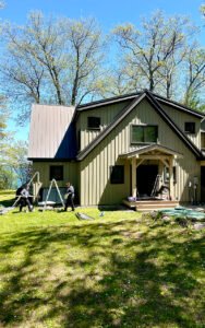 Renovation work on a rural house in spring